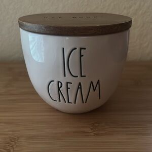 Rae Dunn Ceramic Ice Cream Container with Wooden Lid